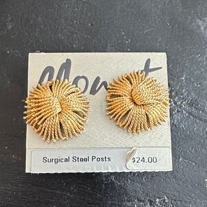 Rare Find Monet Vintage: Gold Earrings with Surgical Steel Posts